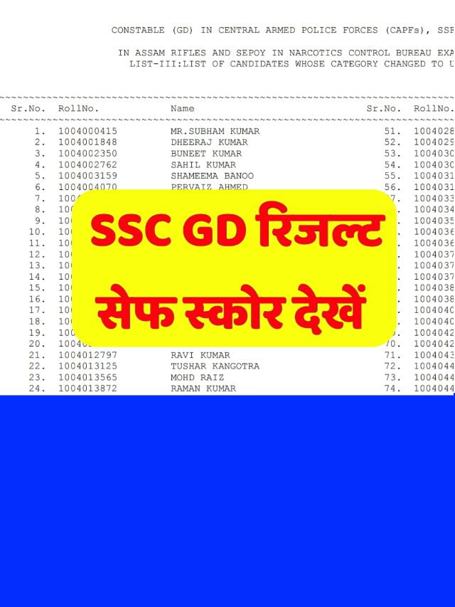 SSC GD Result Passing Marks: जीडी रिजल्ट देखें पासिंग मार्क्स लिस्ट
